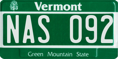 VT license plate NAS092