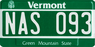 VT license plate NAS093