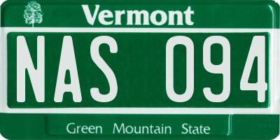 VT license plate NAS094