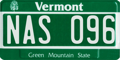 VT license plate NAS096