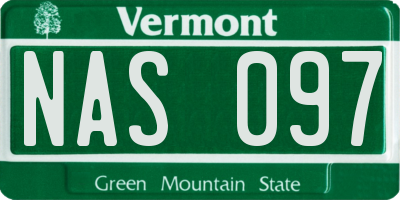 VT license plate NAS097