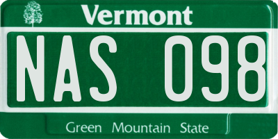 VT license plate NAS098
