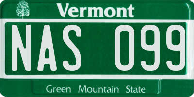 VT license plate NAS099