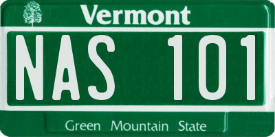 VT license plate NAS101