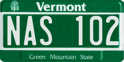 VT license plate NAS102