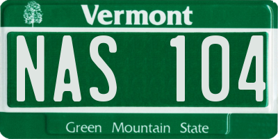VT license plate NAS104