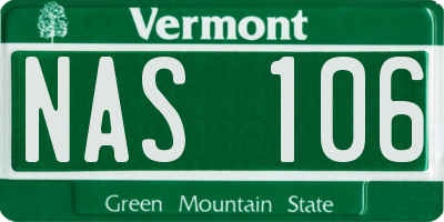 VT license plate NAS106