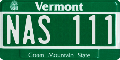 VT license plate NAS111