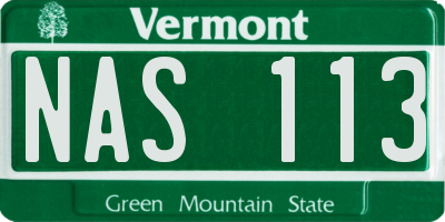 VT license plate NAS113