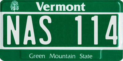 VT license plate NAS114
