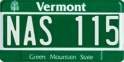 VT license plate NAS115