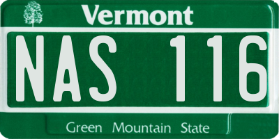VT license plate NAS116