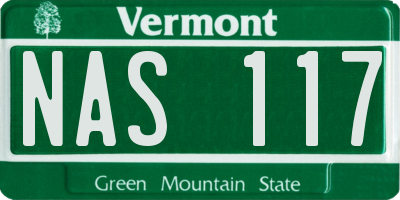 VT license plate NAS117
