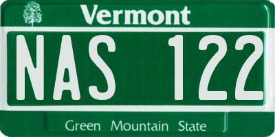 VT license plate NAS122