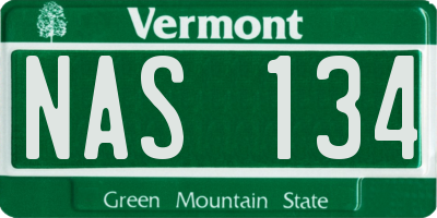VT license plate NAS134