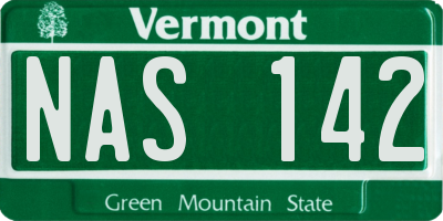 VT license plate NAS142