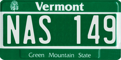 VT license plate NAS149
