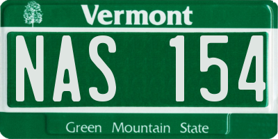 VT license plate NAS154