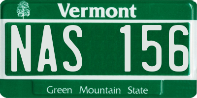 VT license plate NAS156