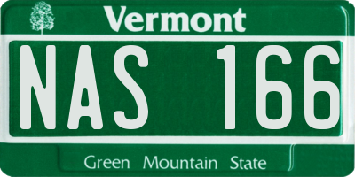 VT license plate NAS166