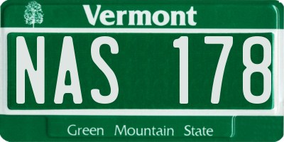 VT license plate NAS178