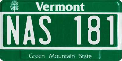 VT license plate NAS181