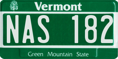 VT license plate NAS182