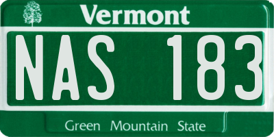 VT license plate NAS183