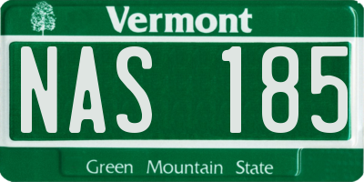 VT license plate NAS185