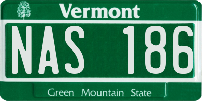 VT license plate NAS186