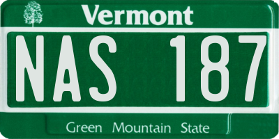 VT license plate NAS187