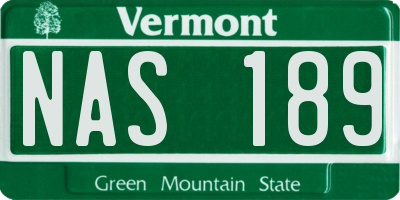 VT license plate NAS189