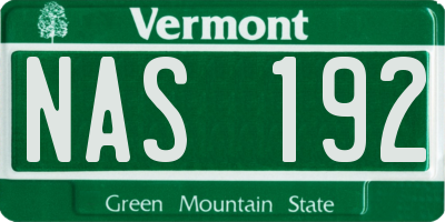 VT license plate NAS192