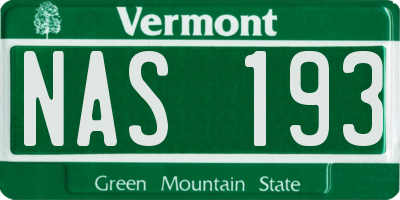 VT license plate NAS193