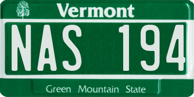 VT license plate NAS194