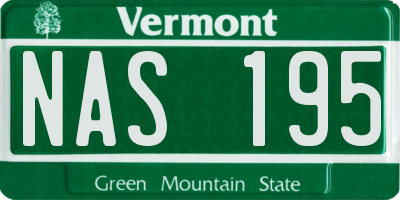 VT license plate NAS195