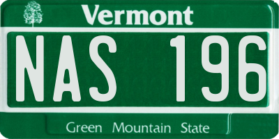 VT license plate NAS196