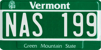 VT license plate NAS199