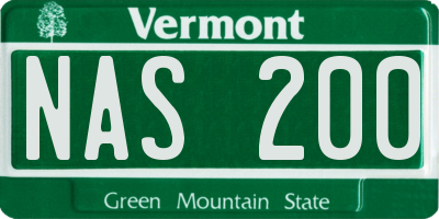 VT license plate NAS200