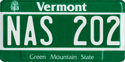 VT license plate NAS202
