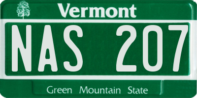 VT license plate NAS207