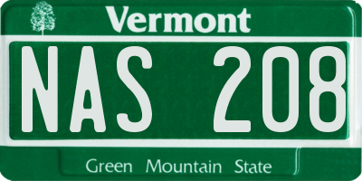 VT license plate NAS208