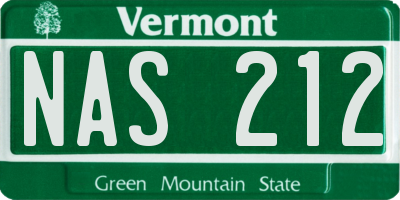 VT license plate NAS212