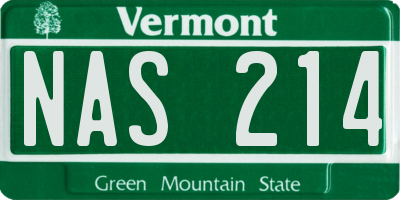 VT license plate NAS214