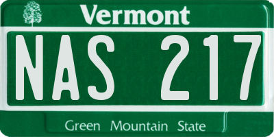 VT license plate NAS217