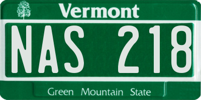 VT license plate NAS218