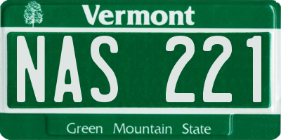 VT license plate NAS221