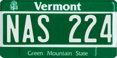 VT license plate NAS224