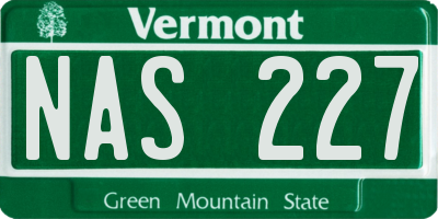 VT license plate NAS227