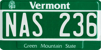 VT license plate NAS236